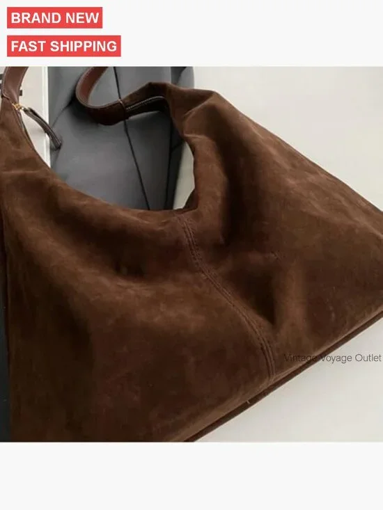 Suede Crescent Shoulder Bag Tote Crossbody Purse Top-Handle Travel Work - Picture 6 of 7